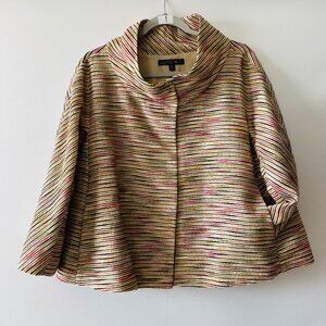 Lafayette 148 New York Womens Marled Striped Silk Blend Blazer Jacket Size M